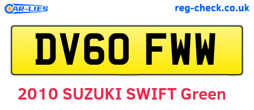 DV60FWW are the vehicle registration plates.