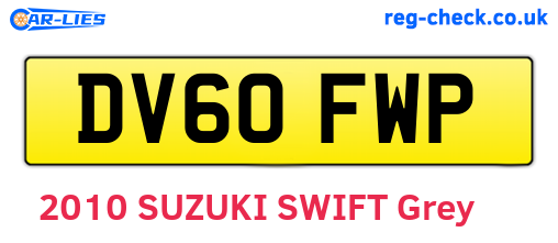 DV60FWP are the vehicle registration plates.