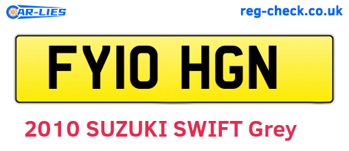 FY10HGN are the vehicle registration plates.