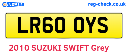 LR60OYS are the vehicle registration plates.