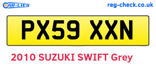 PX59XXN are the vehicle registration plates.