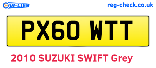 PX60WTT are the vehicle registration plates.