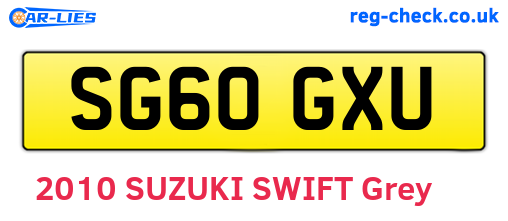 SG60GXU are the vehicle registration plates.