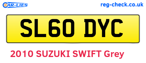 SL60DYC are the vehicle registration plates.