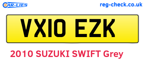VX10EZK are the vehicle registration plates.