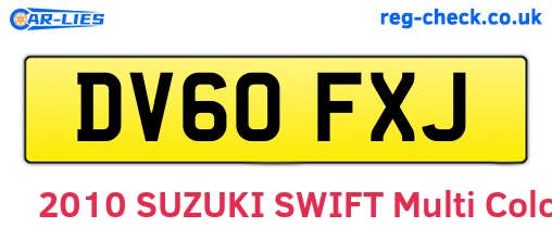 DV60FXJ are the vehicle registration plates.