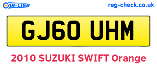 GJ60UHM are the vehicle registration plates.