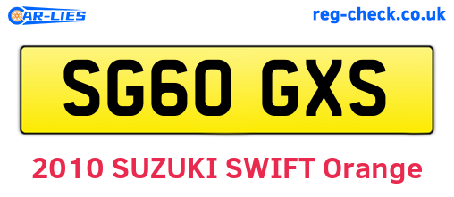 SG60GXS are the vehicle registration plates.