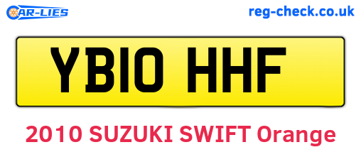YB10HHF are the vehicle registration plates.