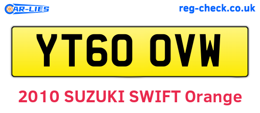 YT60OVW are the vehicle registration plates.