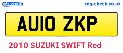 AU10ZKP are the vehicle registration plates.