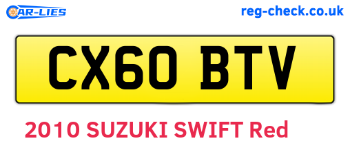 CX60BTV are the vehicle registration plates.