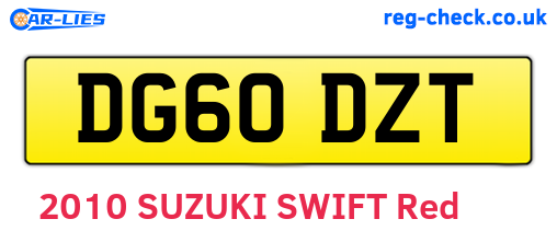 DG60DZT are the vehicle registration plates.