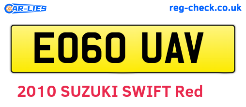 EO60UAV are the vehicle registration plates.