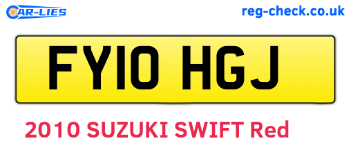 FY10HGJ are the vehicle registration plates.