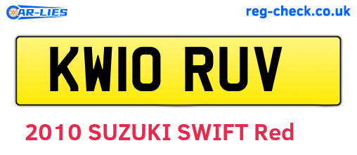 KW10RUV are the vehicle registration plates.