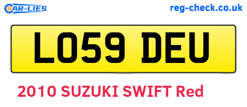 LO59DEU are the vehicle registration plates.