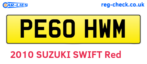 PE60HWM are the vehicle registration plates.