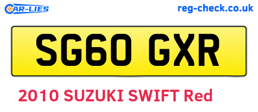 SG60GXR are the vehicle registration plates.