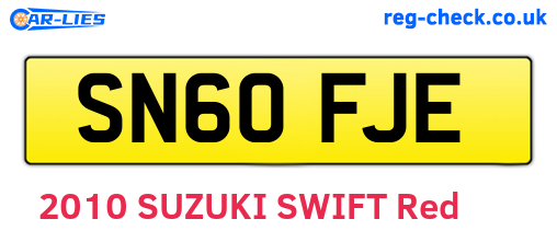 SN60FJE are the vehicle registration plates.