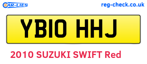 YB10HHJ are the vehicle registration plates.