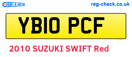 YB10PCF are the vehicle registration plates.
