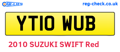 YT10WUB are the vehicle registration plates.