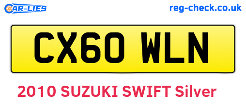 CX60WLN are the vehicle registration plates.