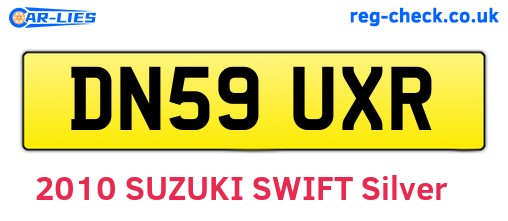 DN59UXR are the vehicle registration plates.