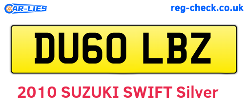 DU60LBZ are the vehicle registration plates.
