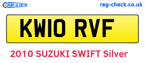 KW10RVF are the vehicle registration plates.