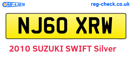 NJ60XRW are the vehicle registration plates.