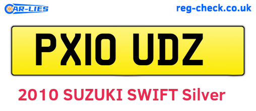 PX10UDZ are the vehicle registration plates.