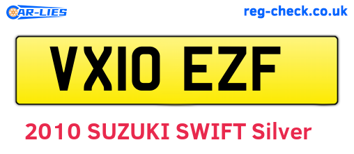 VX10EZF are the vehicle registration plates.