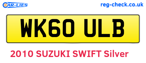 WK60ULB are the vehicle registration plates.