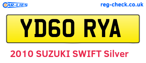 YD60RYA are the vehicle registration plates.