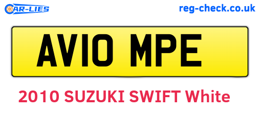 AV10MPE are the vehicle registration plates.