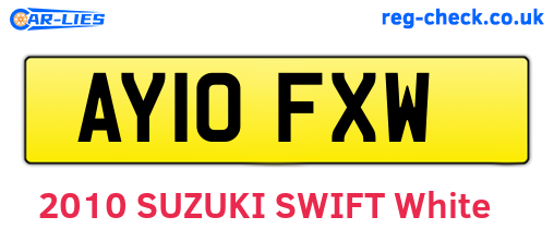 AY10FXW are the vehicle registration plates.