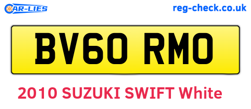 BV60RMO are the vehicle registration plates.