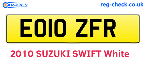 EO10ZFR are the vehicle registration plates.