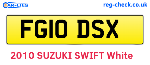 FG10DSX are the vehicle registration plates.