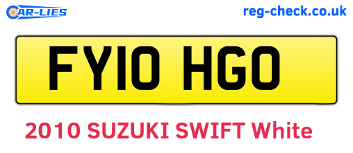 FY10HGO are the vehicle registration plates.