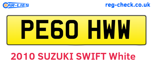 PE60HWW are the vehicle registration plates.