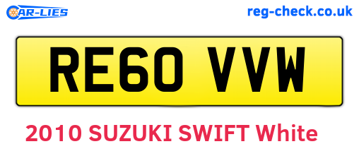 RE60VVW are the vehicle registration plates.
