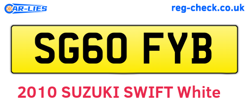 SG60FYB are the vehicle registration plates.