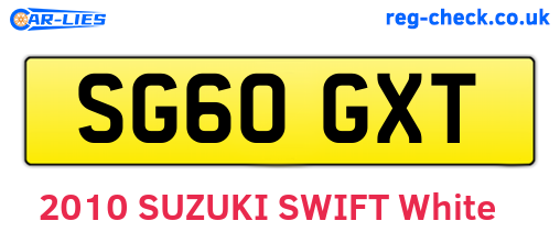 SG60GXT are the vehicle registration plates.
