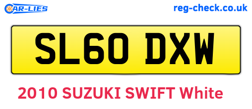 SL60DXW are the vehicle registration plates.