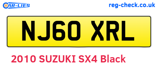 NJ60XRL are the vehicle registration plates.
