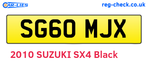 SG60MJX are the vehicle registration plates.