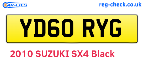 YD60RYG are the vehicle registration plates.